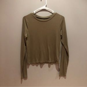 Hollister Shirt Womens Must Have Collection Army Green Ribbed Long Sleeve EUC
